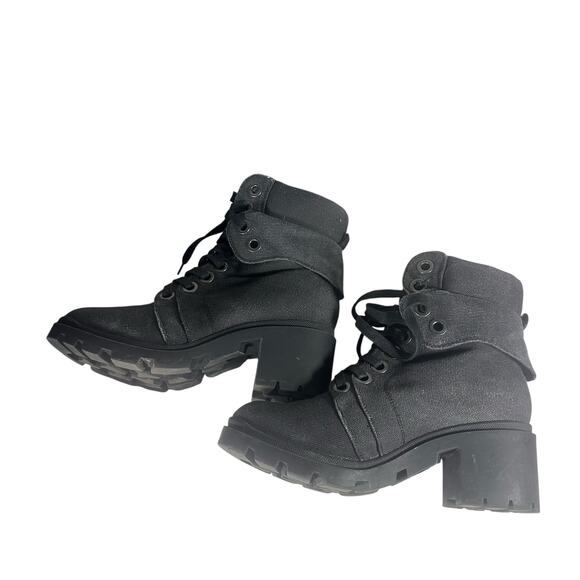 Maurices dark Gray Combat Boots Sz 9 Chunky Heel Lace-Up Lug Sole Ankle Booties - Picture 9 of 11